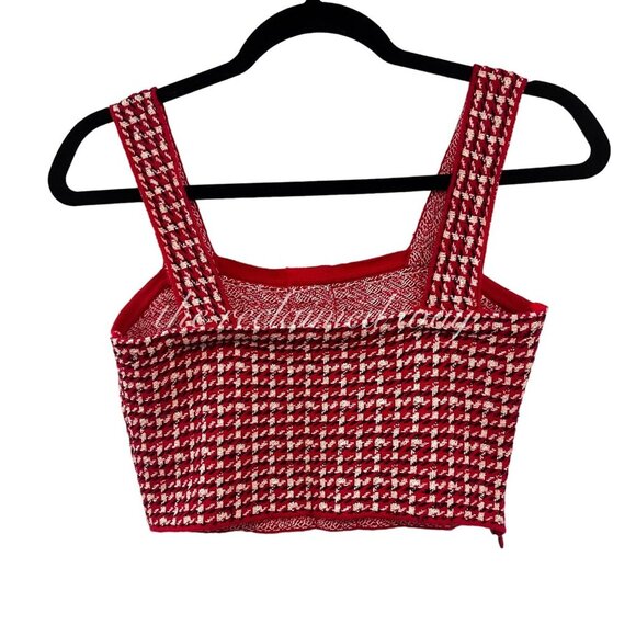 Sandro Tweed Matching Set Two Piece Daniella Crop Top Blandine Skirt Red Pearls - Picture 6 of 15